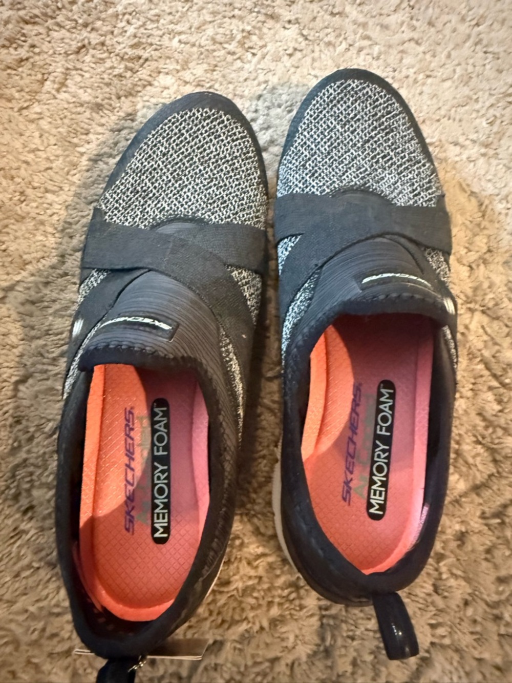 Skechers Women's Black & Coral Slip-On Athletic Sneakers